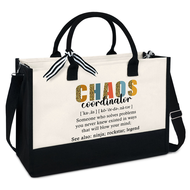 Gift Ideas For Women, Chaos Coordinator Tote Bag, Birthday, Christmas, Thanksgiving Gifts For Coworker, Friend, Her, Boss Lady, Friend Gifts For Women Friendship - 13oz Canvas Teacher Tote Bag With Zipper