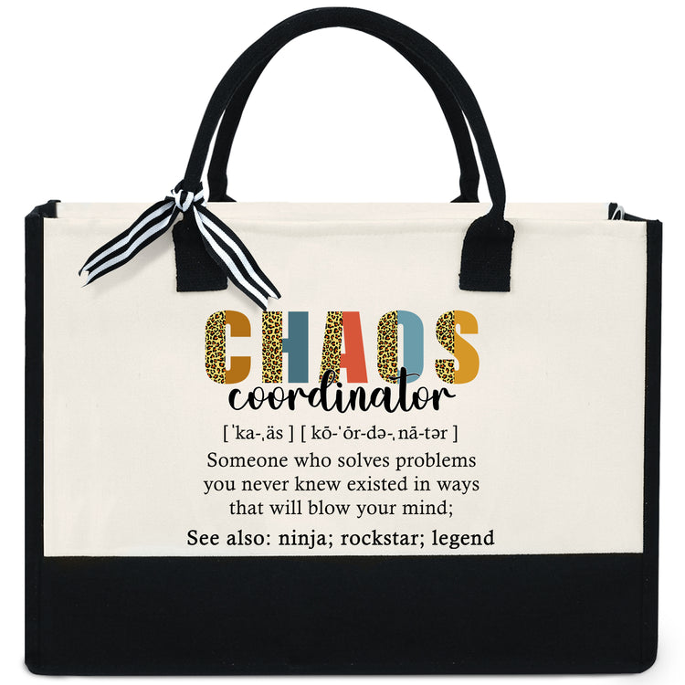 Gift Ideas For Women, Chaos Coordinator Tote Bag, Birthday, Christmas, Thanksgiving Gifts For Coworker, Friend, Her, Boss Lady, Friend Gifts For Women Friendship - 13oz Canvas Teacher Tote Bag With Zipper