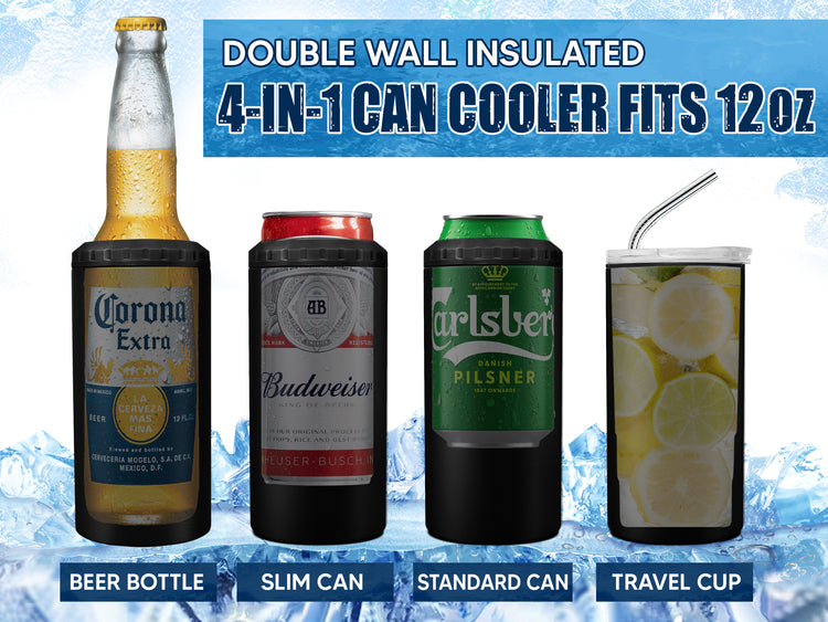 Gifts For Dad From Daughter, Son - Christmas, Thanksgiving, Father's Day, Birthday Gifts For Dad, Grandpa, Papa, New Dad Gifts For Men - 4 In 1 Insulated Stainless Steel Slim Can Cooler