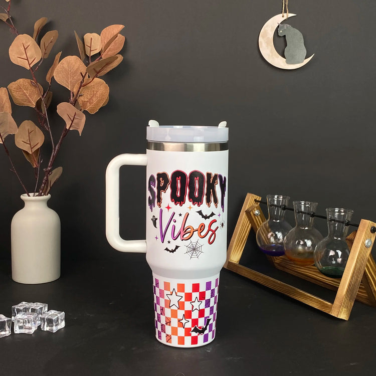 Halloween Tumbler Spooky Vibes I Ghost People All Year Round 40oz Tumbler 5D Printed