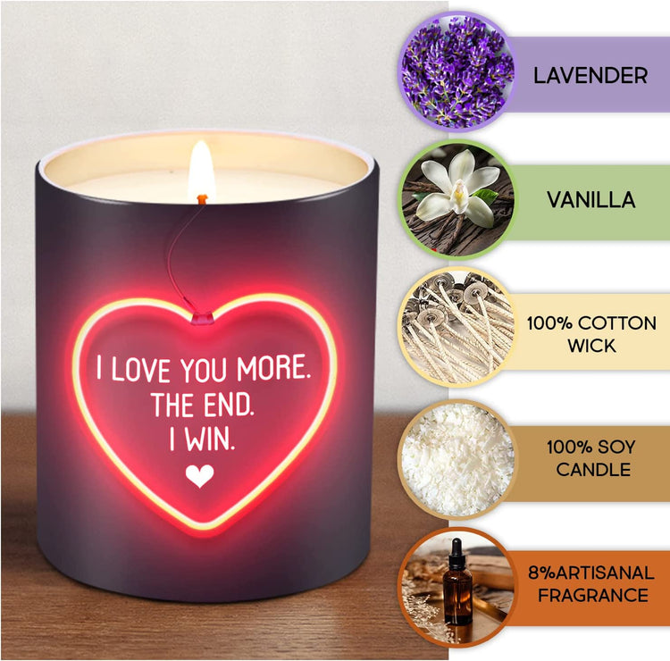 Holiday Gifts Idea For Him and Her, Anniversary Boyfriend, Girlfriend Gifts, Anniversary Birthday Gifts, Sweetest Gifts for Wife, Husband, Perfect Couples Gifts for Boyfriend, Girlfriend,  Lavender Vanilla Scented Candle 10oz