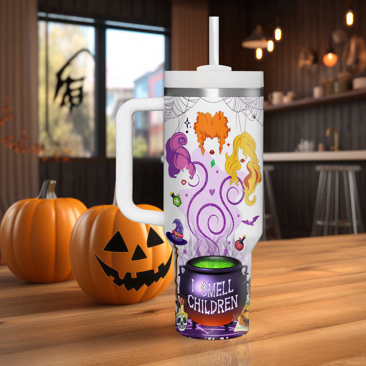 Halloween Three Witches I Smell Children Tumbler 40oz, Hocus Pocus Witches I Put A Spell On You 40oz Tumbler 5D Printed MLN1876TTH