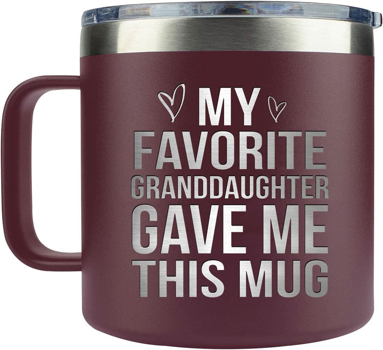Gifts For Grandparent From Granddaughter - 14oz Stainless Steel Vacuum Insulated Mug with Lid - Grandpa, Grandma Gifts