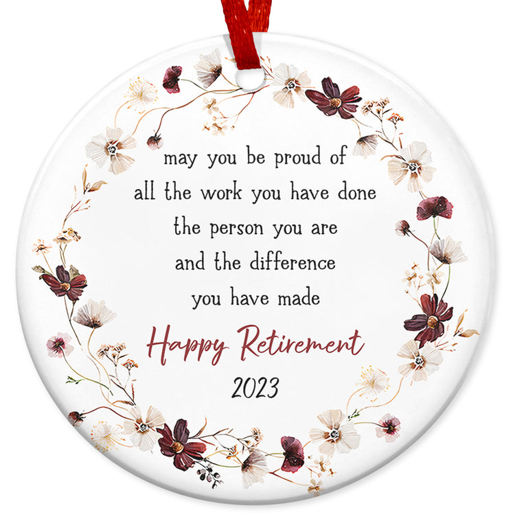 Retirement Gifts for Women, Men - Holiday Decor, Christmas Ornaments - Thoughtful Retirement Ornaments, Precious Moments 2023 Christmas Ornaments, Tree Decorations, Happy Retirement Ceramic Ornament