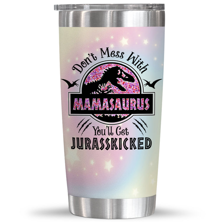 TEEZWONDER Gifts For Mom From Daughter, Son, Grandma, Mother In Law, Step Mom, Bonus Mom, Birthday, Christmas, Mothers Day Gifts, Mom To Be, New Mom Gifts, Mamasaurus 20 Oz Stainless Steel Tumbler