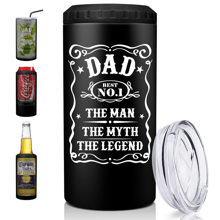 Legend Dad Can Cooler - 4 In 1 Insulated 12oz Stainless Steel Slim Can Cooler - Fathers Day Gifts For Dad