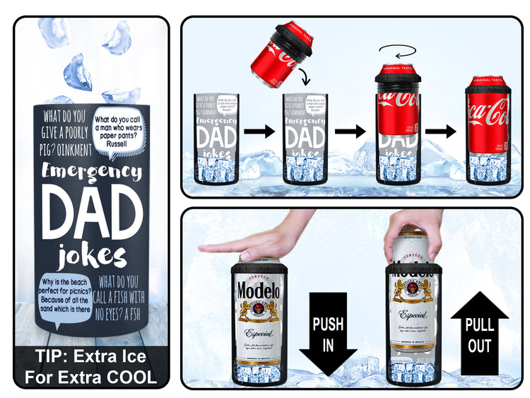 Father's Day Gifts For Dad From Daughter, Son, Funny Birthday Dad Gifts, Grandpa, Papa, New Dad Gifts For Men, First Time Dad Gifts From Wife, 4 In 1 Insulated Stainless Steel Slim Can Cooler