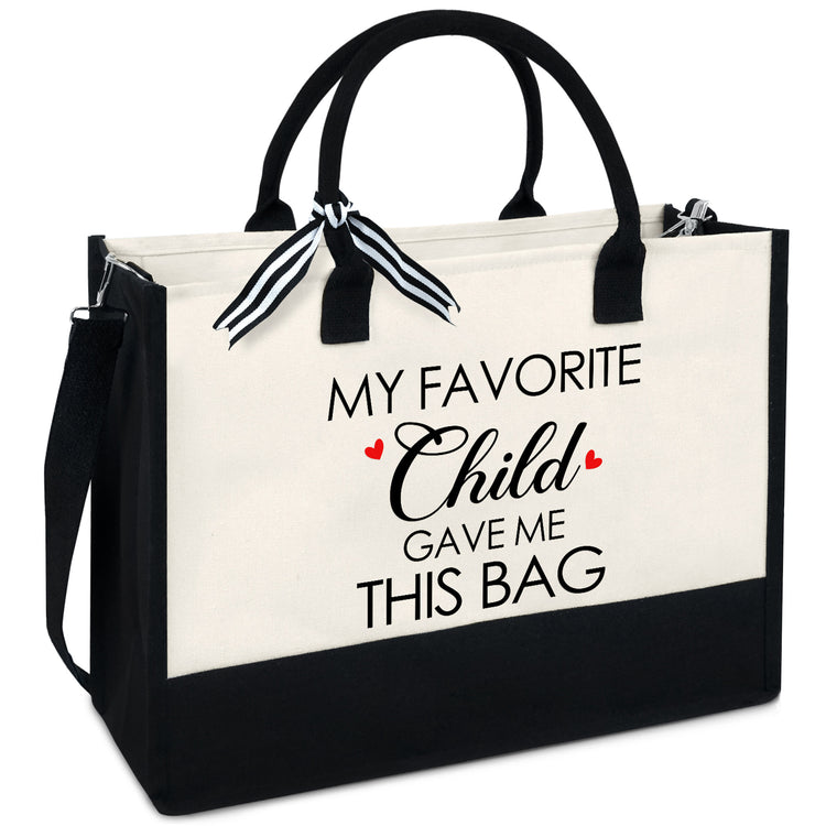 Gift Bags for Mom from Son, Daughter, Birthday Gifts for Mom, Women, 13oz Canvas Tote Bag with Zipper
