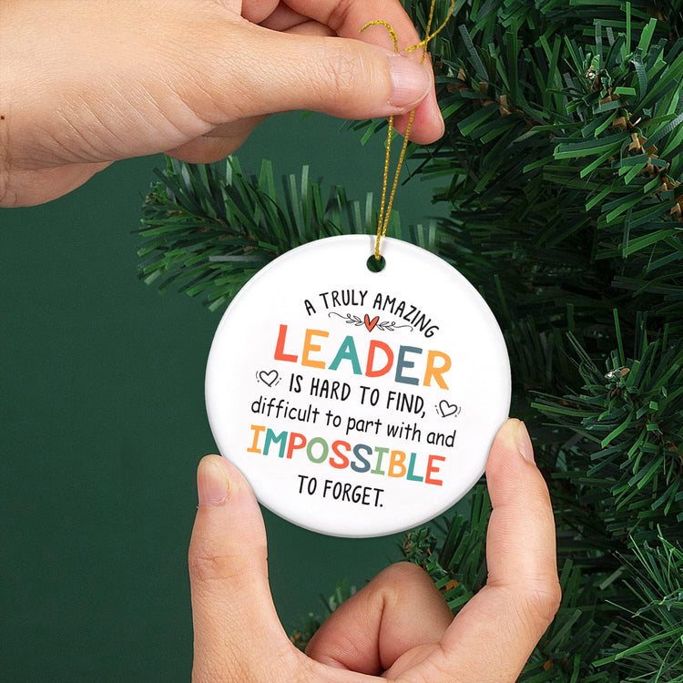 Christmas Ornaments Leader Gifts - Boss Lady, Manager Retirement, Thank You, Appreciation Gifts for Coworkers - Going Away, Farewell Gifts for Colleague - Christmas Decorations Ceramic Ornaments