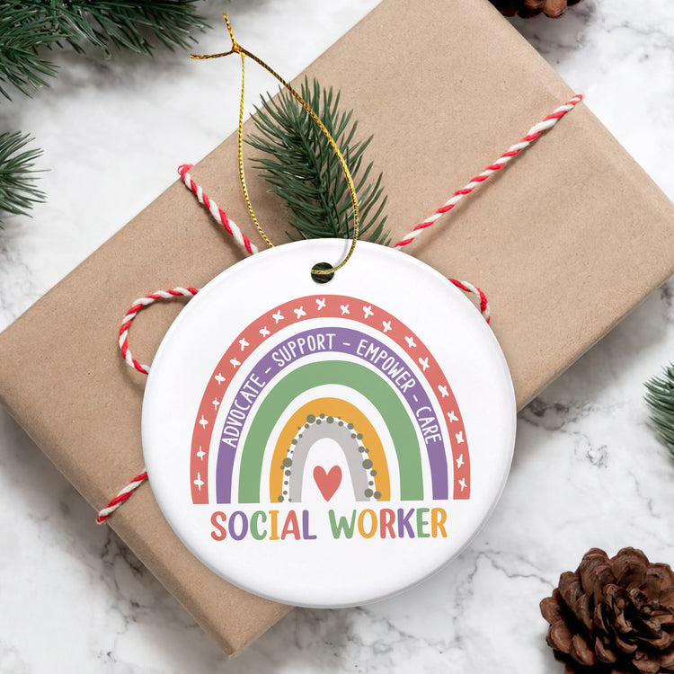 Social Worker Gifts for Women, Christmas Decoration Gifts - Birthday, Christmas Ornament, School Social Worker Appreciation Gifts - Christmas Tree Decoration Ceramic Ornament