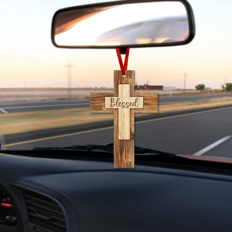 Christian Cross Wooden Ornament