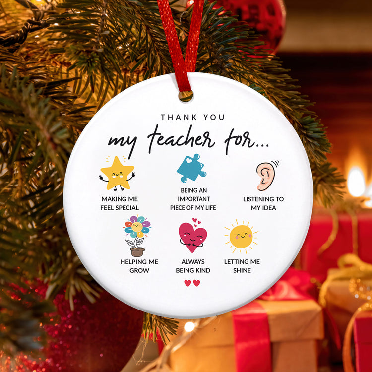 Teacher Gifts for Women, Christmas Ornaments - Christmas Ornament Decorations for Teacher - Teacher Appreciation, Thank You Gifts for Her, Teacher, Christmas Tree Decorations Ceramic Ornament