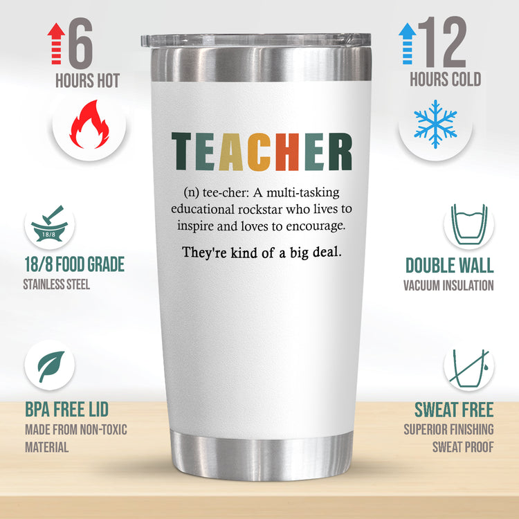 Teacher Appreciation Gifts For Women, Teacher's Day, Birthday, Christmas, Back To School Gifts For Teachers, End Of Year Teacher Gifts, Thank You Gifts, 20oz Stainless Steel Tumbler & Water Glasses