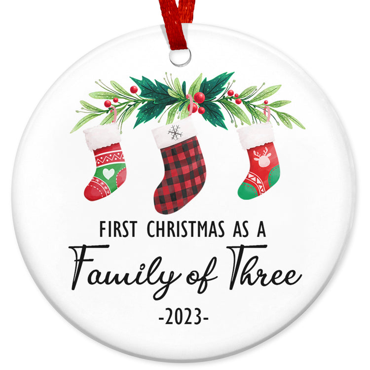 Baby First Christmas Ornaments Gifts - New Parents Gifts For Couples, Grandparents Baby Announcement, Family Christmas Ornaments - First Time Mom, Dad Gifts, Christmas Tree Decoration Ceramic Ornament