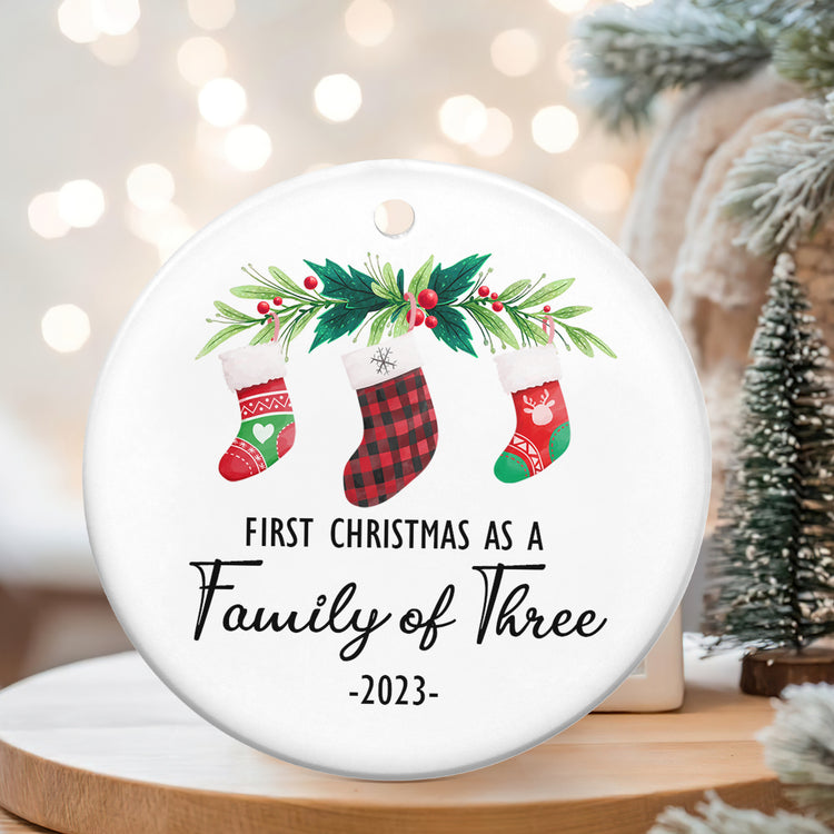 Baby First Christmas Ornaments Gifts - New Parents Gifts For Couples, Grandparents Baby Announcement, Family Christmas Ornaments - First Time Mom, Dad Gifts, Christmas Tree Decoration Ceramic Ornament