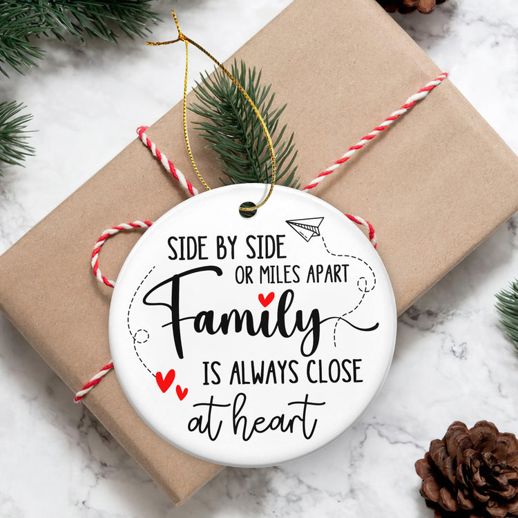 Family Christmas Ornaments Gifts - Long Distance Gifts for Family, Mom, Dad, Grandma and Grandpa, Gifts for Son, Daughter Birthday Gift - Christmas Tree Decoration Ceramic Ornament