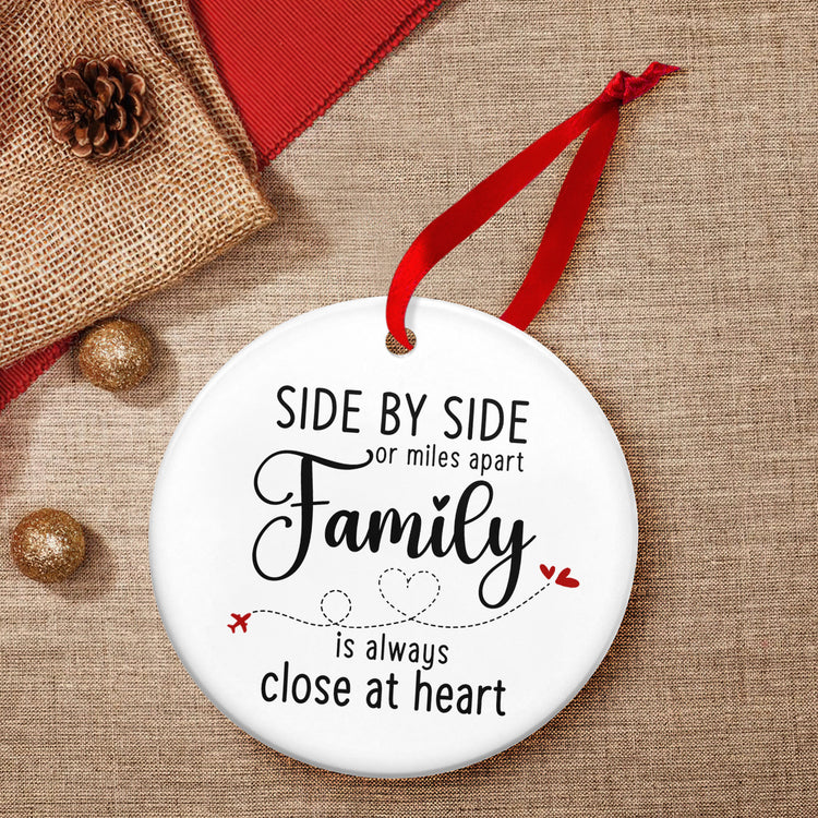 Family Decor Gifts, Christmas Ornaments - Long Distance, Gifts for Family, Mom, Dad, Grandma and Grandpa Gifts, Gifts for Son, Daughter - Christmas Tree Decoration Ceramic Ornament