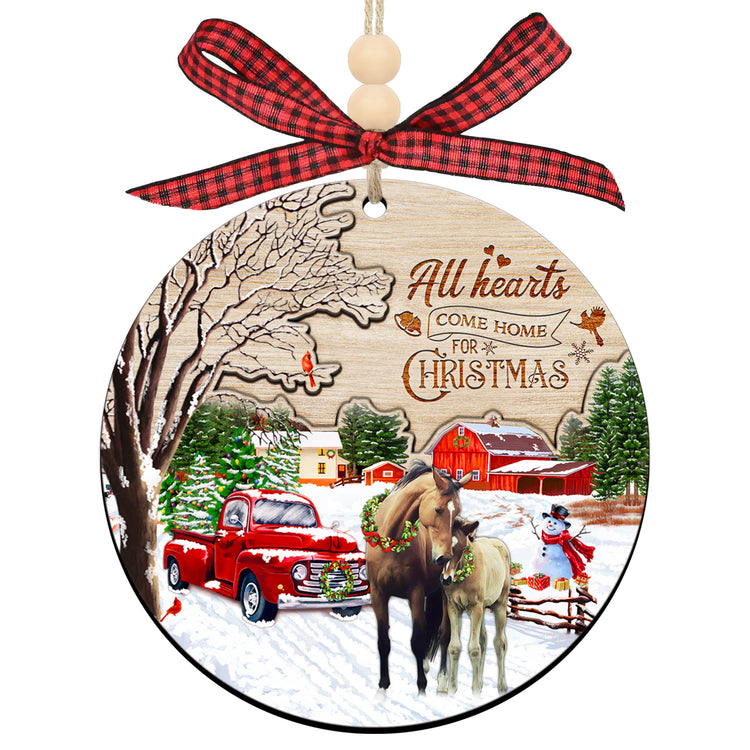 Christmas Decorations Gifts for Men, Women - Christmas, Farmhouse Gifts for Family, Mom, Dad, Friends, Horse Lovers Gift Ideas, Horse Decor - Christmas Tree Decoration Wooden Ornament