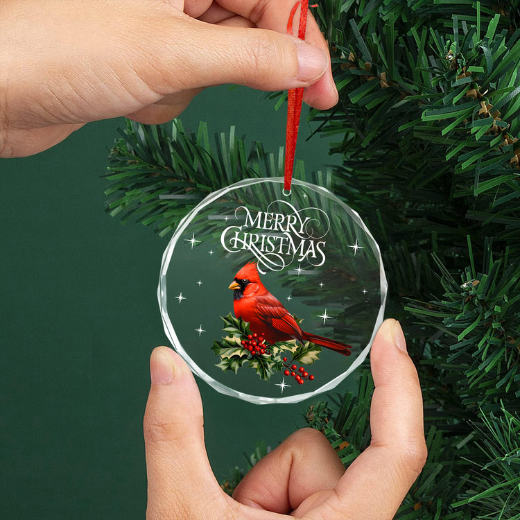 Cardinal Christmas Ornaments, Christmas Tree Decoration, Sympathy Cardinal, Christmas Gifts For Women, Men, Bereavement Gifts For Loss Of Loved One, Red Cardinal Decor Glass Ornament