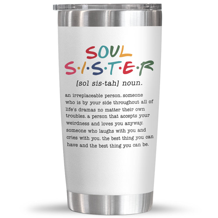 Friendship Gifts For Women Friends - Christmas, Thanksgiving, Birthday Gifts For BFF, Work Bestie, Gift For Coworkers, Soul Sister Gifts - 20oz Insulated Stainless Steel Tumbler