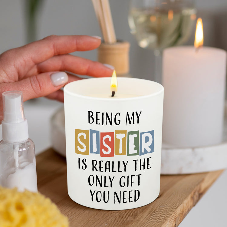 Funny Gift for Sister - Christmas, Birthday Gifts for Sister from Sister, Brother, Big Sister, Sister in Law, Soul Sister, Women - Vanilla Lavender Scented Candle 10oz