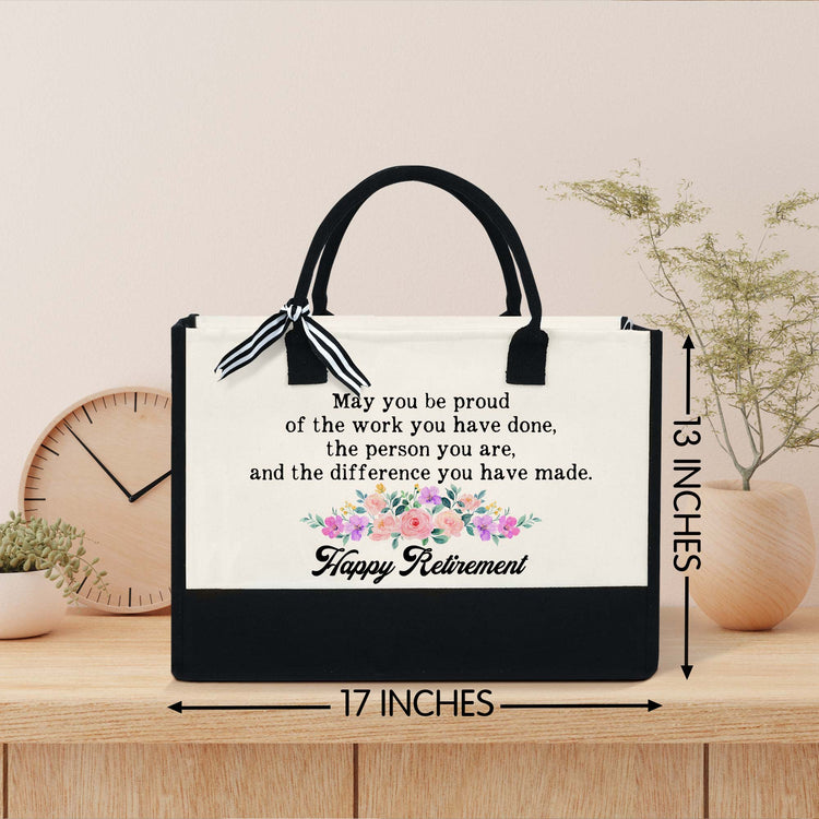 Happy Retirement Tote Bag, Retirement Gifts, May You Be Proud Of The Work You Have Done Canvas Zipper Tote Bag