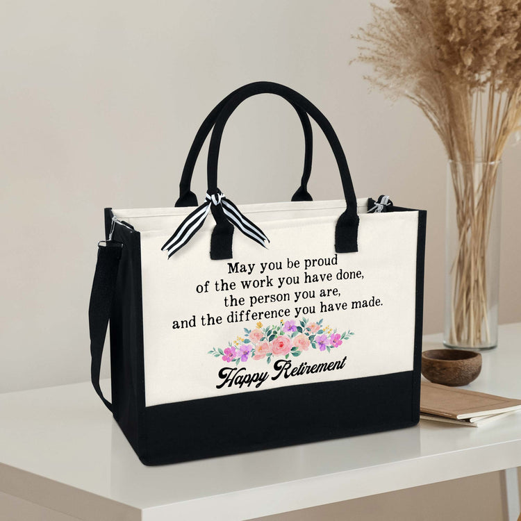 Happy Retirement Tote Bag, Retirement Gifts, May You Be Proud Of The Work You Have Done Canvas Zipper Tote Bag