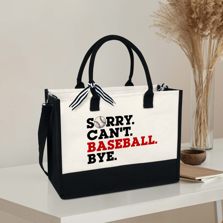 Baseball Sorry Can't Baseball Bye Canvas Zipper Tote Bag