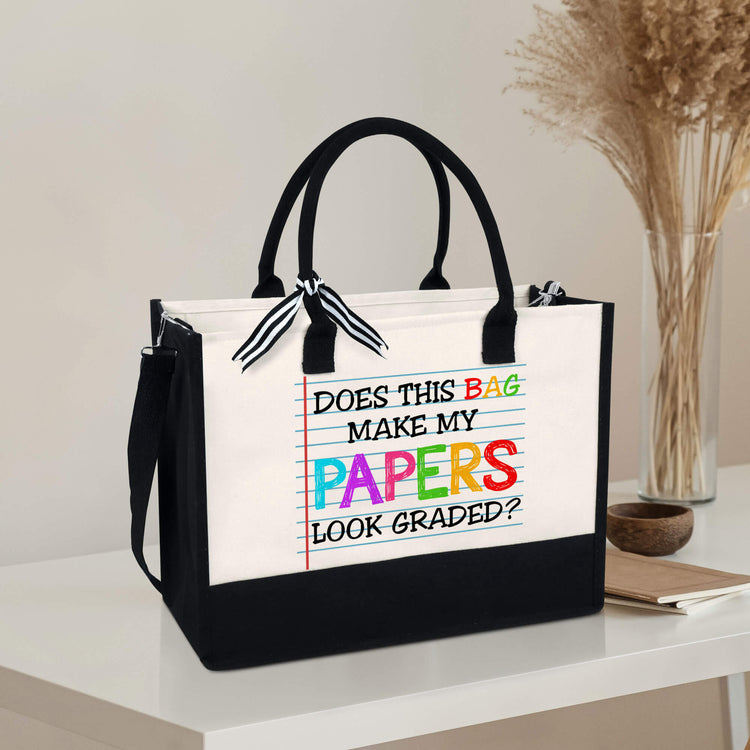 Teacher Tote Bag, Does This Bag Make My Papers Look Graded Canvas Zipper Tote Bag
