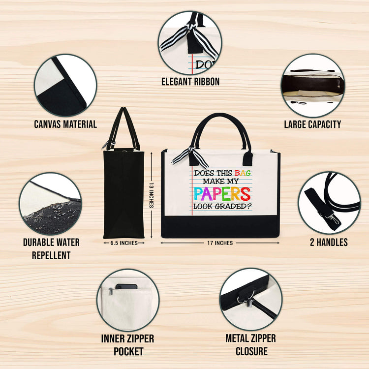 Teacher Tote Bag, Does This Bag Make My Papers Look Graded Canvas Zipper Tote Bag