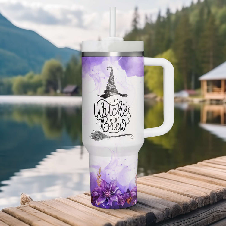 Personalized Witches Brew Tumbler, Custom Halloween 40oz Tumbler 5D Printed, Witchcraft Tumbler Cup for Witches