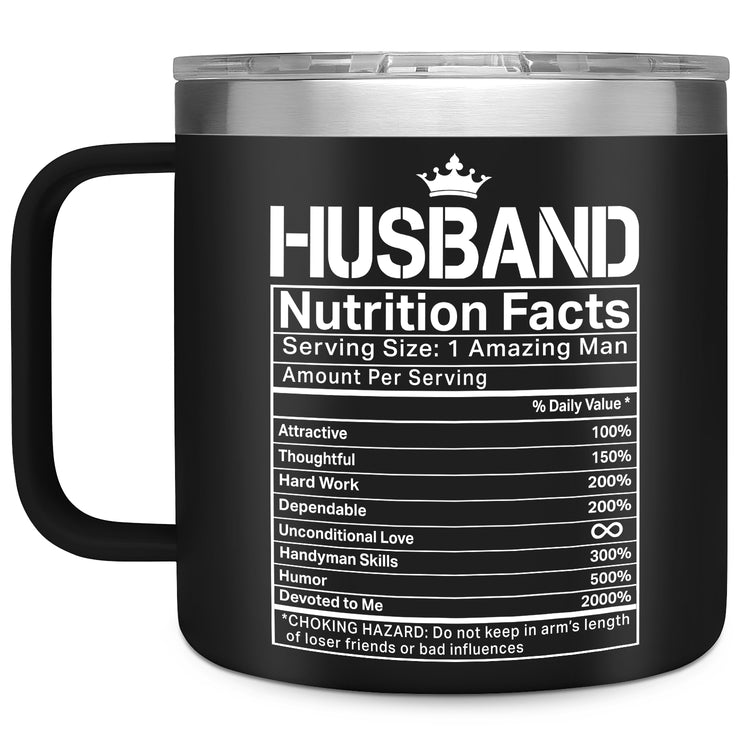 Gifts For Him, Husband - 14oz Stainless Steel Vacuum Insulated Mug with Lid