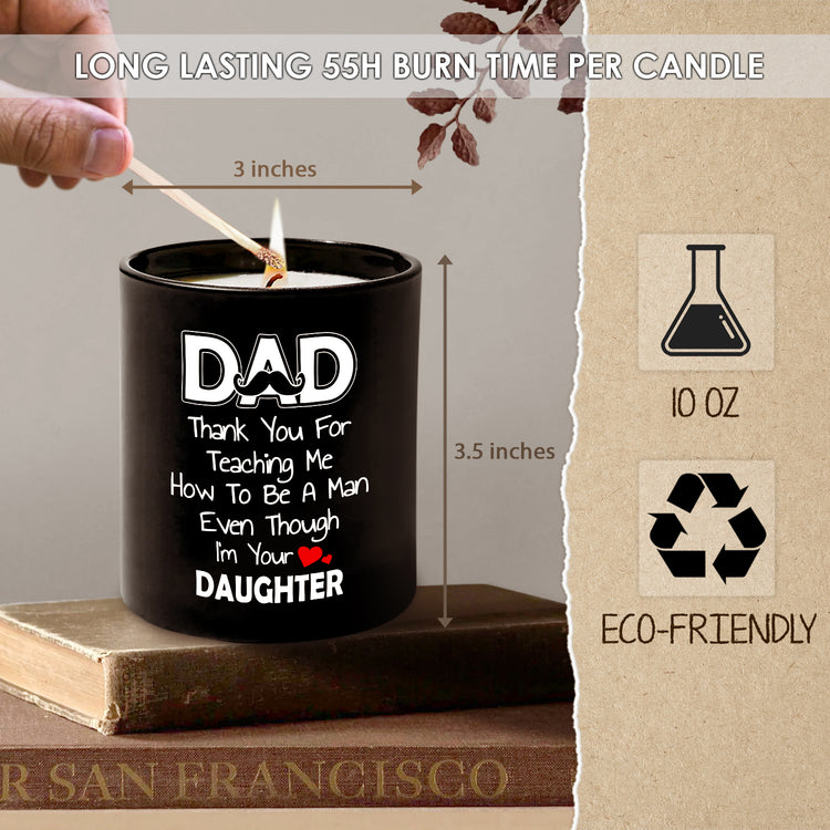 Father's Day Gifts, Dad Christmas, Birthday Gifts Ideas, Gifts for Dad from Daughter, Cool Gifts for Dad, Papa, Funny Man Candles Gift, Thank You Presents for Dad, 10oz Sandalwood Scented Candle