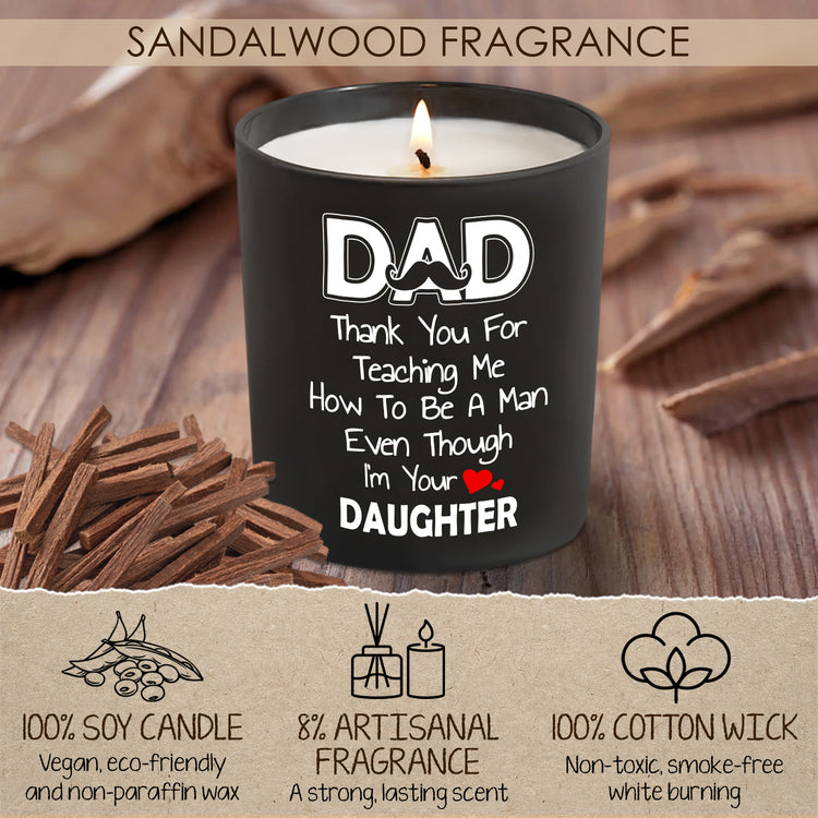 Father's Day Gifts, Dad Christmas, Birthday Gifts Ideas, Gifts for Dad from Daughter, Cool Gifts for Dad, Papa, Funny Man Candles Gift, Thank You Presents for Dad, 10oz Sandalwood Scented Candle
