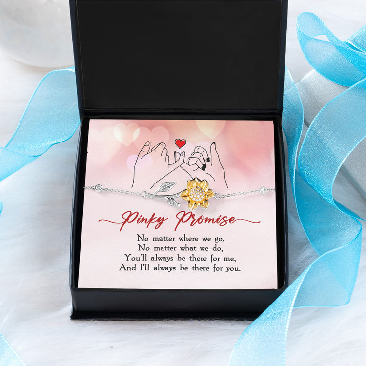 Gifts For BFF, Friends, Sisters - Sunflower Bracelet With Message Card And Gift Box - Pinky Promise Bracelet