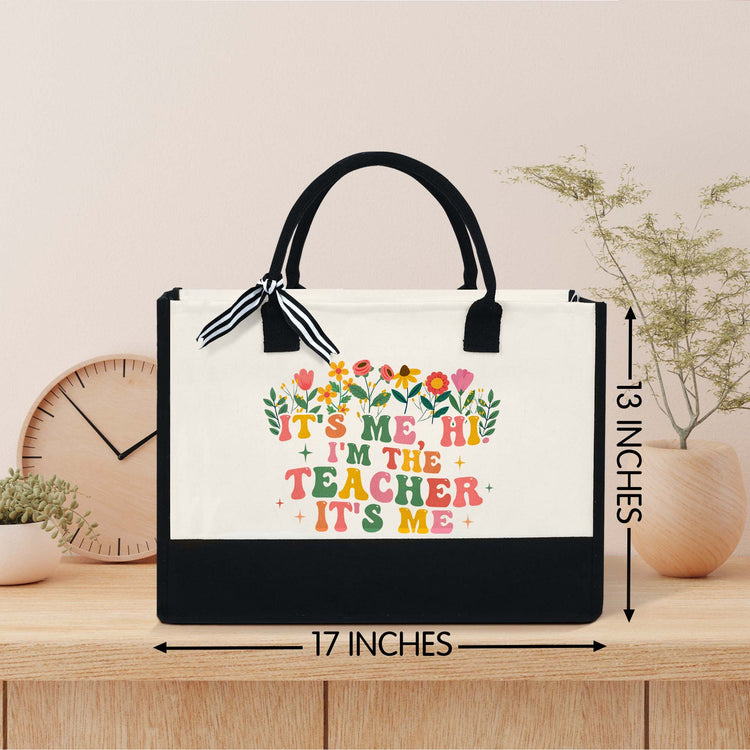 Teacher Tote Bag, It's Me, Hi. I'm The Teacher Canvas Zipper Tote Bag