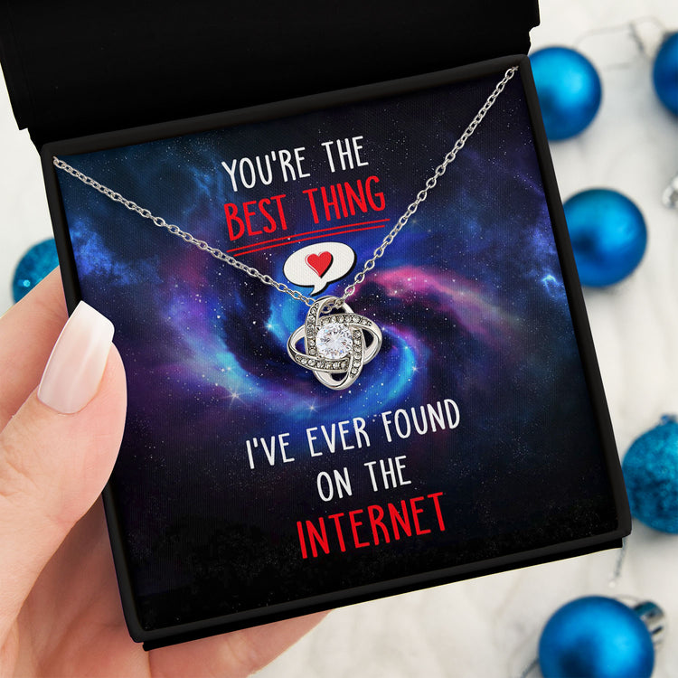 Gifts For Her, Women, Wife, Girlfriend - Love Knot Necklace With Message Card And Gift Box - Internet Couple