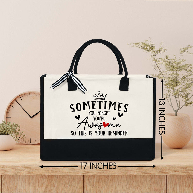 You Are Awesome Tote Bag, Birthday Gifts for Women, Best Friend, Daughter, Mom, Coworker Canvas Zipper Tote Bag