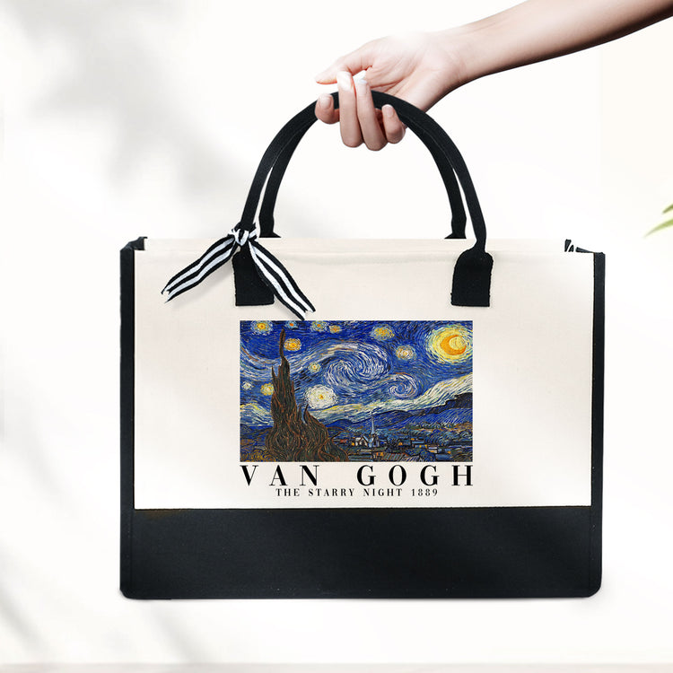 Starry Night Vincent Van Gogh Canvas Zipper Tote Bag