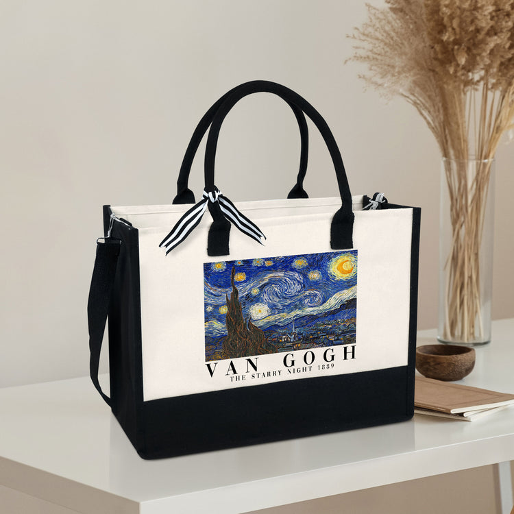 Starry Night Vincent Van Gogh Canvas Zipper Tote Bag