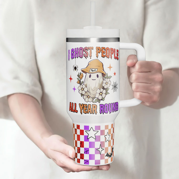 Halloween Tumbler Spooky Vibes I Ghost People All Year Round 40oz Tumbler 5D Printed