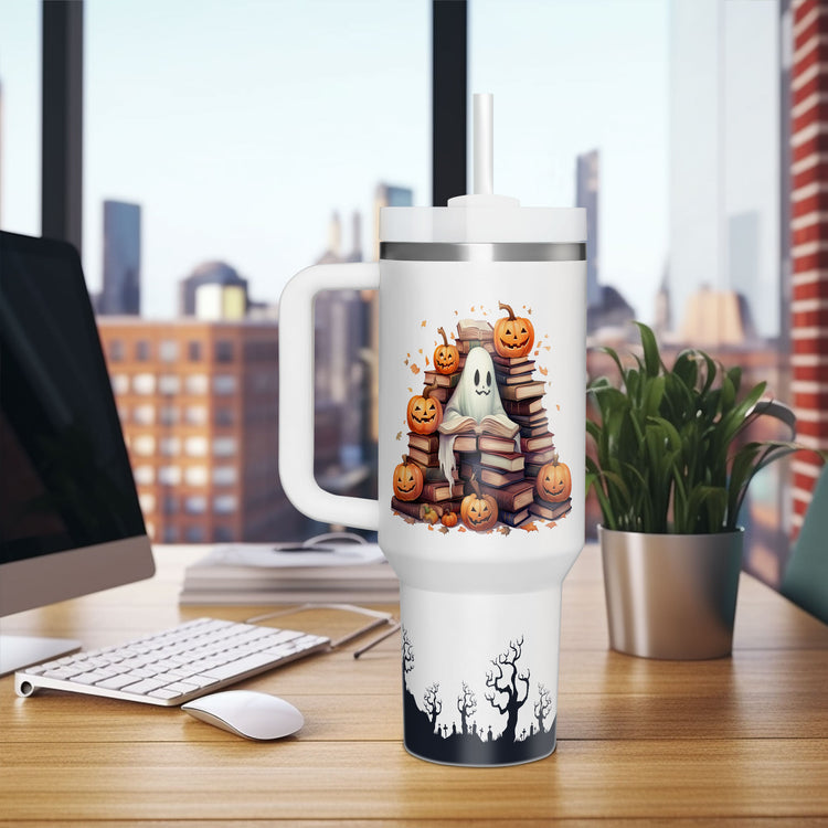 Halloween Booklovers 40oz Tumbler 5D Printed, Ghost Books Just One More Chapter