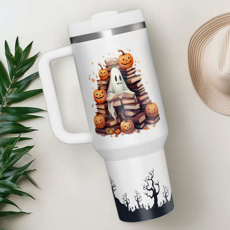 Halloween Booklovers 40oz Tumbler 5D Printed, Ghost Books Just One More Chapter