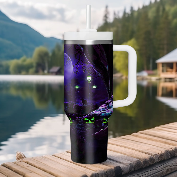 Halloween Black Cat 40oz Tumbler 5D Printed, Never Mind The Witch Beware Of The Cat