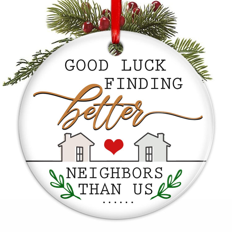 2023 Christmas Ornament, Gifts for Neighbor - Christmas Decorations, Christmas Neighbor Gifts, New Home Gifts for Home Owner Ideas, Housewarming Gifts - Christmas Tree Decoration Indoor, Outdoor Yard, Ceramic Christmas Ornaments
