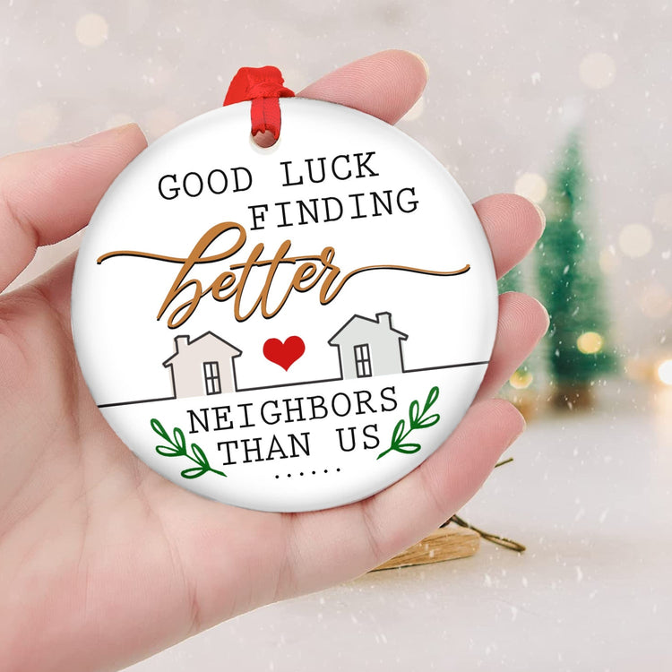 2023 Christmas Ornament, Gifts for Neighbor - Christmas Decorations, Christmas Neighbor Gifts, New Home Gifts for Home Owner Ideas, Housewarming Gifts - Christmas Tree Decoration Indoor, Outdoor Yard, Ceramic Christmas Ornaments