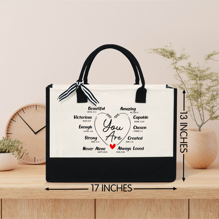 Christmas Gift Ideas For  Women, Inspirational, Thank You, Christmas, Birthday, Thanksgiving Gifts For Women, Mom, Nana, Grandma, Friends, Wife, Sister Birthday Gift Ideas, 13oz Canvas Tote Bag With Zipper