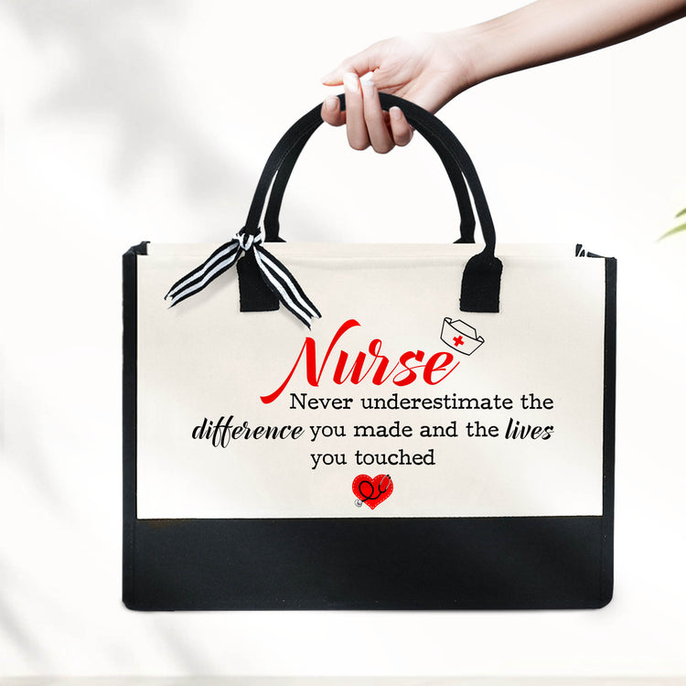 Nurse Canvas Zipper Tote Bag, Never Underestimate The Difference You Made And The Lives  You Touched, Retirement Nurse Gifts
