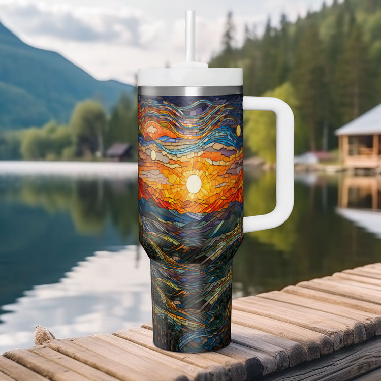 Landscape Stained Glass 40oz Tumbler 5D Printed