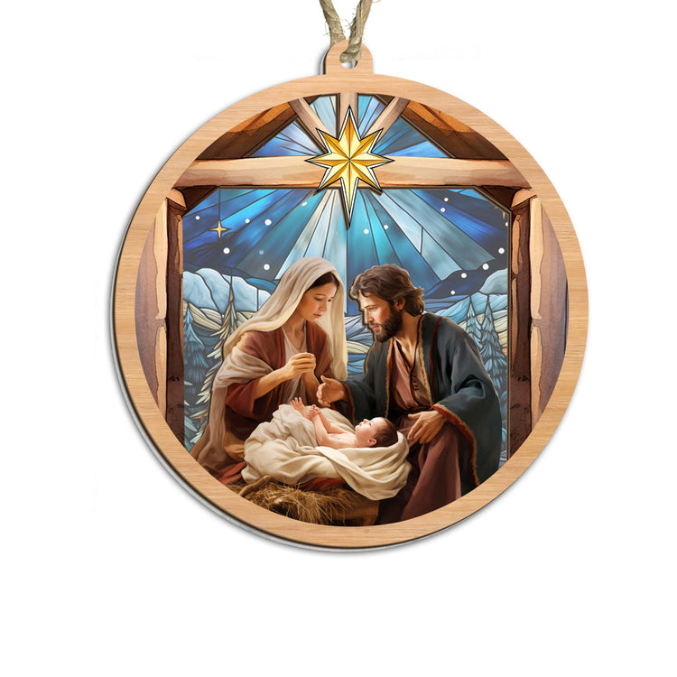 Nativity Of Jesus O Holy Night Christmas Suncatcher Ornament TQN1906SC